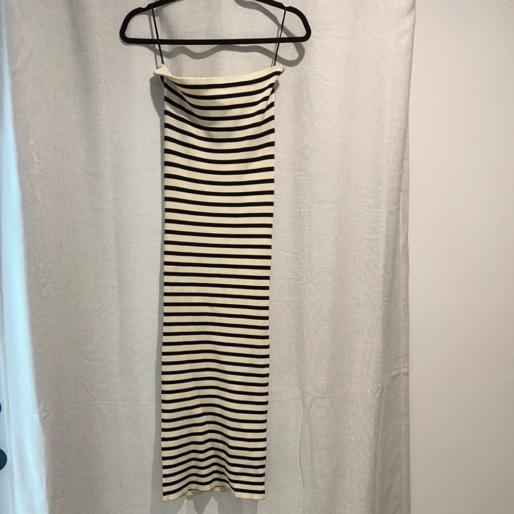 ZARA Strapless Black and White Dress